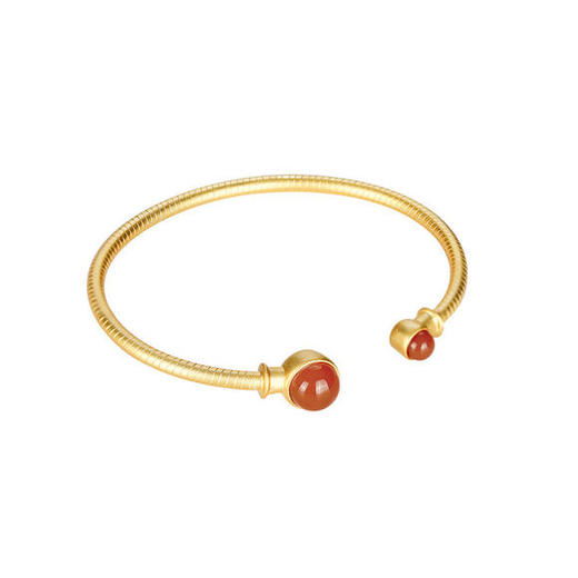 DSY-D1411纯银时尚个性镀金气质南红玛瑙开口手环 商品图4