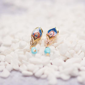 醍醐 林芝公主系列 孔雀原矿松石耳饰 足银