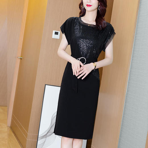 HT-1035新款时尚气质修身收腰显瘦亮片包臀连衣裙 商品图1