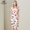 METTE2020夏季新品女中长款连衣裙时尚植物印花不对称开衩连衣裙 商品缩略图0