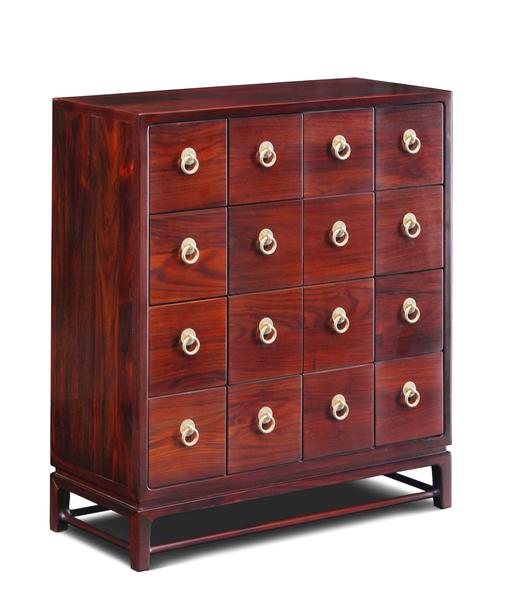 大红酸枝方角红木小药柜文玩柜运费到付