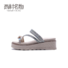 西村名物2020夏女外穿凉拖厚底时尚一字拖舒适透气拖鞋X20BJ23811 商品缩略图1