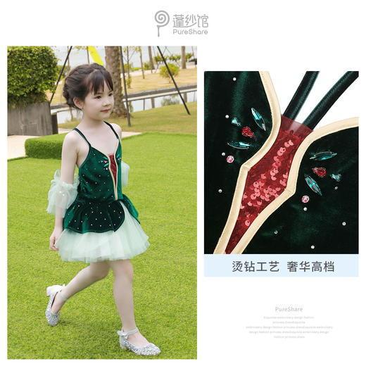 pureshare 女童连衣裙艾莎安娜舞蹈公主裙练功服芭蕾裙儿童演出服-青苹果乐园 商品图4
