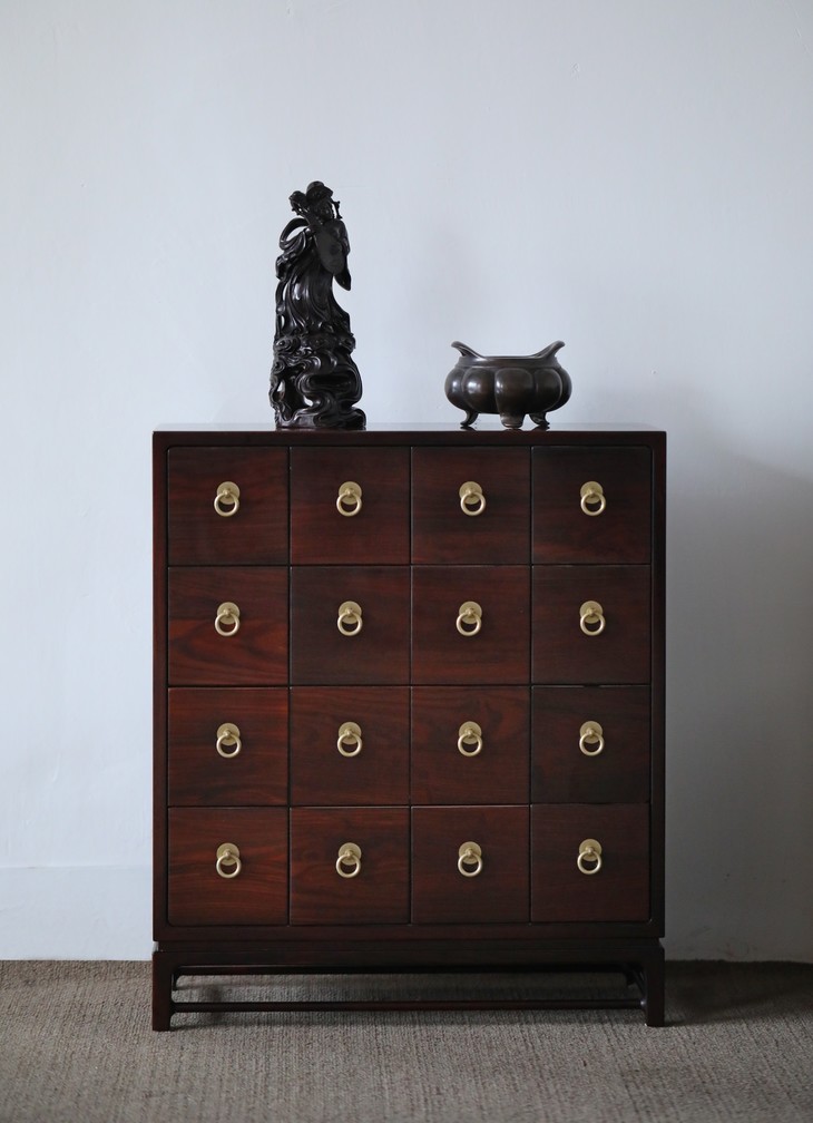 大红酸枝方角红木小药柜文玩柜运费到付