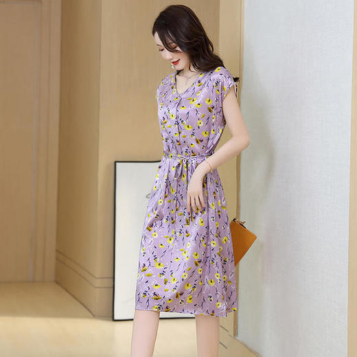 ASE-2282真丝桑蚕丝印花复古连衣裙 商品图4
