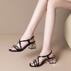 OLD-970时尚百搭水钻一字式扣粗跟凉鞋 商品缩略图0