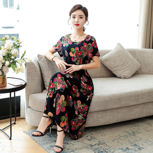 MQ-3324-Q201夏季新款宽松大码长款过膝棉绸连衣裙YY 商品图1