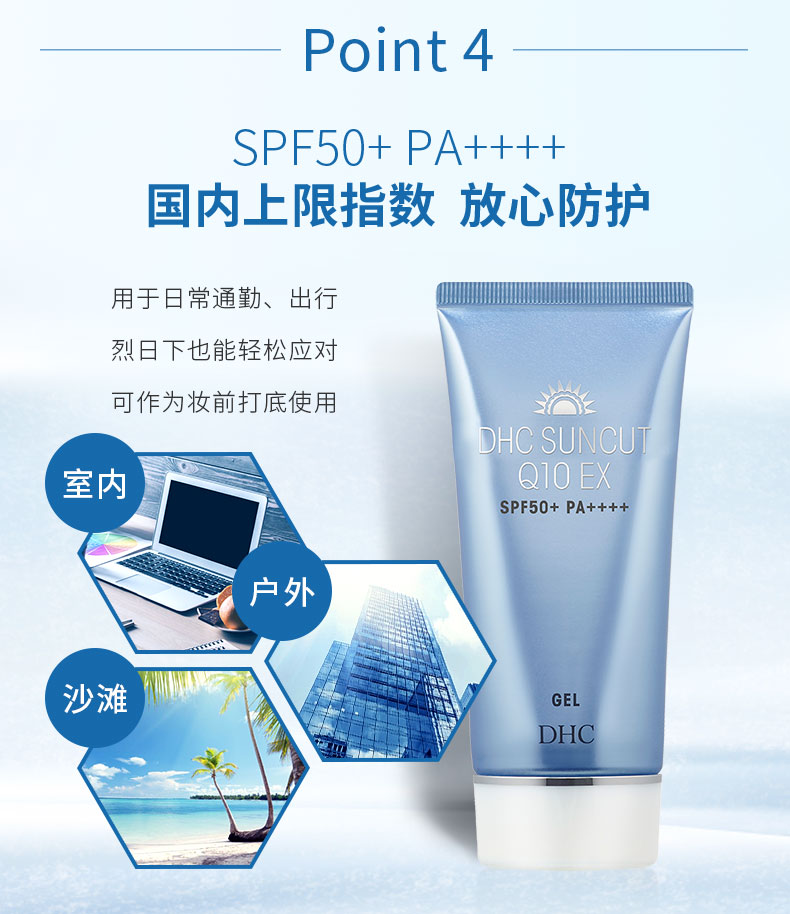 dhc紧致焕肤防晒凝露spf50pa80g清爽户外防晒霜防水水润
