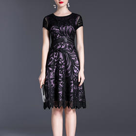 MWYG-2EF8525夏季新款重工刺绣大码妈妈装连衣裙