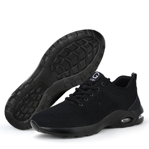 劳保鞋男防砸防刺穿钢包头耐磨PU底舒适安全工作鞋功能鞋 【大孔透气】轻软气垫款 商品图4