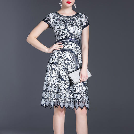 MWYG-2EF8525夏季新款重工刺绣大码妈妈装连衣裙 商品图2