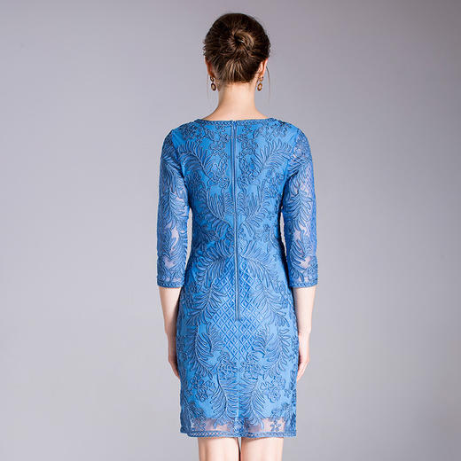 XRX-YM19261新款欧美重工圆领盘花时尚修身显瘦连衣裙 商品图2