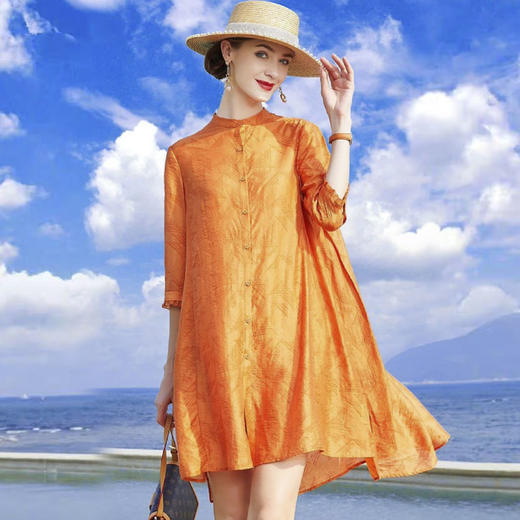 丁摩 夏季新款天丝提花时尚洋气百搭宽松衬衫防晒衣开衫薄外套20-167DR299 商品图10