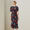 METTE2020夏季新品女士中长款V领连衣裙时尚植物印花抽褶不对称裙 商品缩略图2