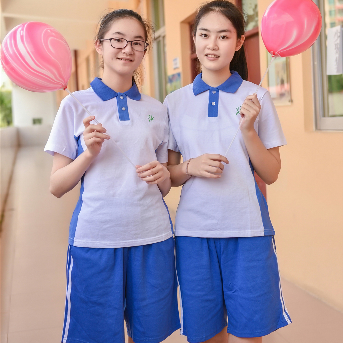 深圳校服 中学女生款夏季运动服短袖上衣+短裤套装（可单买）