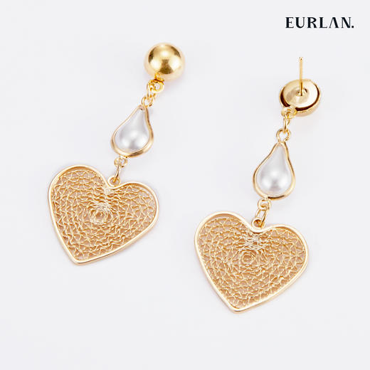EURLAN.  J系列  水滴珍珠心形耳环 商品图1