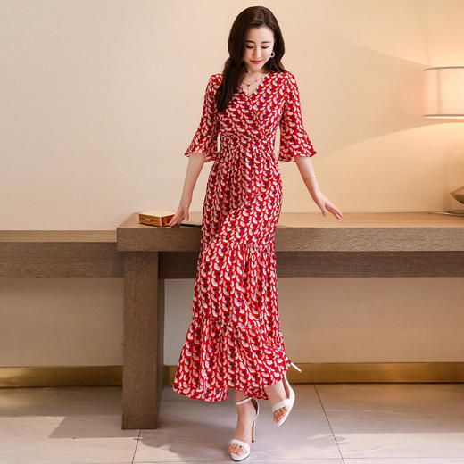 WZNH-WG82559夏季V领大摆型连衣裙 商品图2