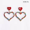 EURLAN.  B系列彩钻爱心耳环  开运红 商品缩略图0