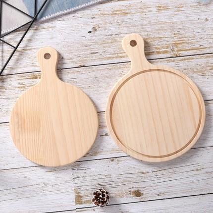 实木圆形披萨托盘 6/8/9/ 3款可选 木质托盘 比萨板 木质底托 商品图2