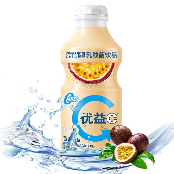 特价优益c活菌型乳酸菌饮料340ml24瓶原味百香果味