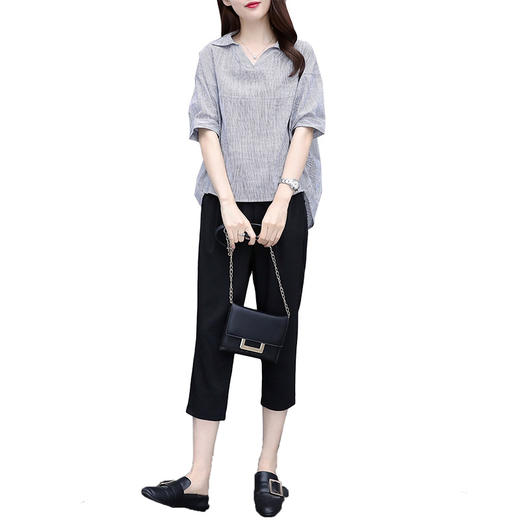 NYL-19179新款时尚气质胖mm加肥加大遮肚藏肉衬衣两件套 商品图4