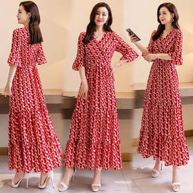 WZNH-WG82559夏季V领大摆型连衣裙