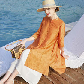 丁摩 夏季新款天丝提花时尚洋气百搭宽松衬衫防晒衣开衫薄外套20-167DR299
