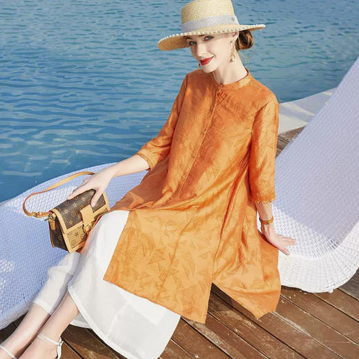 丁摩 夏季新款天丝提花时尚洋气百搭宽松衬衫防晒衣开衫薄外套20-167DR299 商品图0