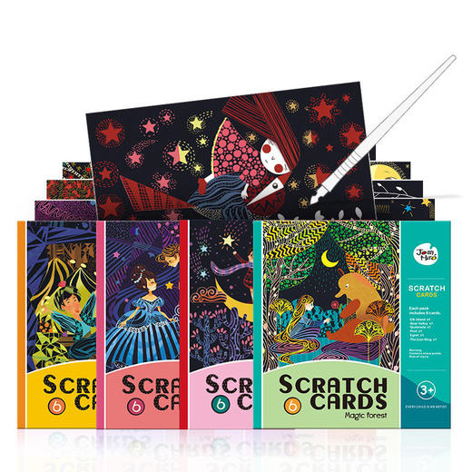 joanmiro美乐儿童刮画纸炫彩刮刮画夜景a4手工制作diy沙画刮蜡画纸笔书本 商品图4