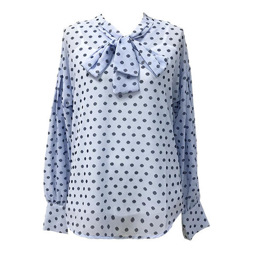 ZYFS-B1212蝴蝶结雪纺衫波点长袖衬衣 商品图4