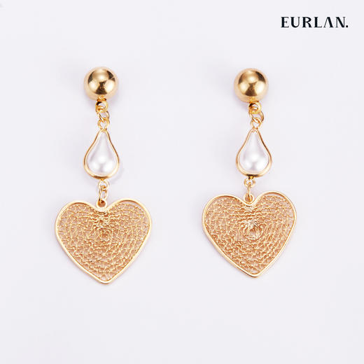 EURLAN.  J系列  水滴珍珠心形耳环 商品图0