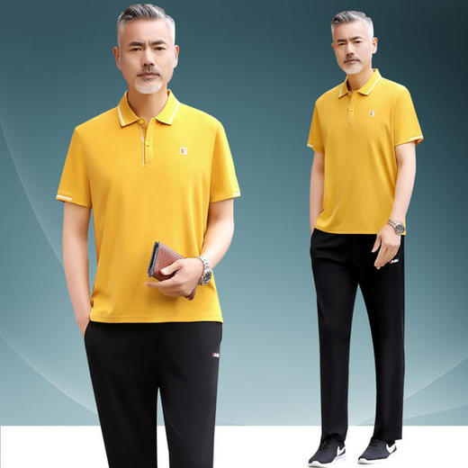 SP176526新款气质翻领短袖T恤休闲长裤运动套装    【优】 商品图3