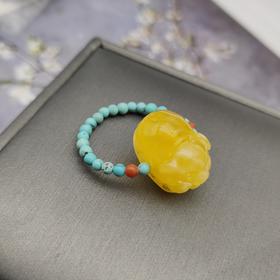 绿松石蜜蜡戒指