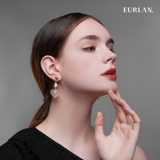EURLAN.  J系列  水滴珍珠心形耳环 商品图3