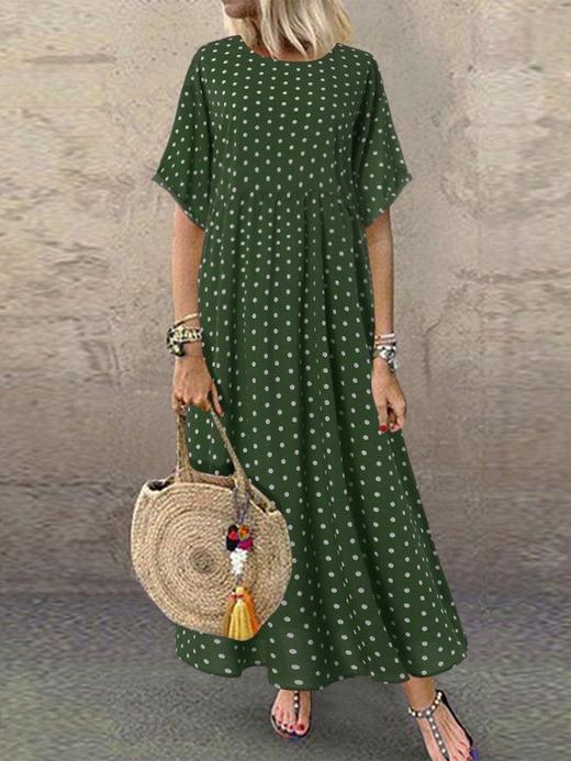 YYRR-006夏季热卖新款欧美风格波点小清新大码女装长裙 商品图0