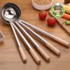【勺子】家用不锈钢厨具汤勺汤壳酒店防烫烹饪勺铲厨师炒菜勺长木柄勺子 商品缩略图0