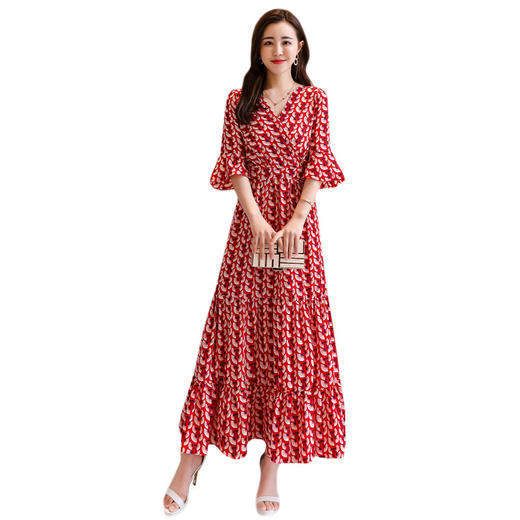 WZNH-WG82559夏季V领大摆型连衣裙 商品图4