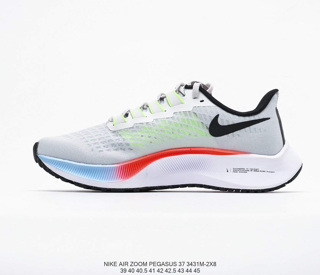 耐克Nike Zoom Pegasus 37"Grey/Black/Red/Blue/Volt"37代马拉松休闲运动慢跑鞋鞋“浅灰亮绿黑红淡蓝”