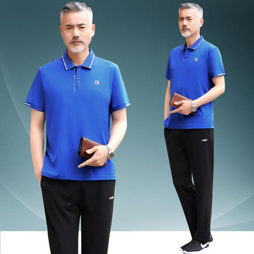 SP176526新款气质翻领短袖T恤休闲长裤运动套装    【优】 商品图2