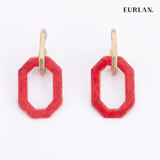 EURLAN.  C系列 耳环连环扣红 商品图0
