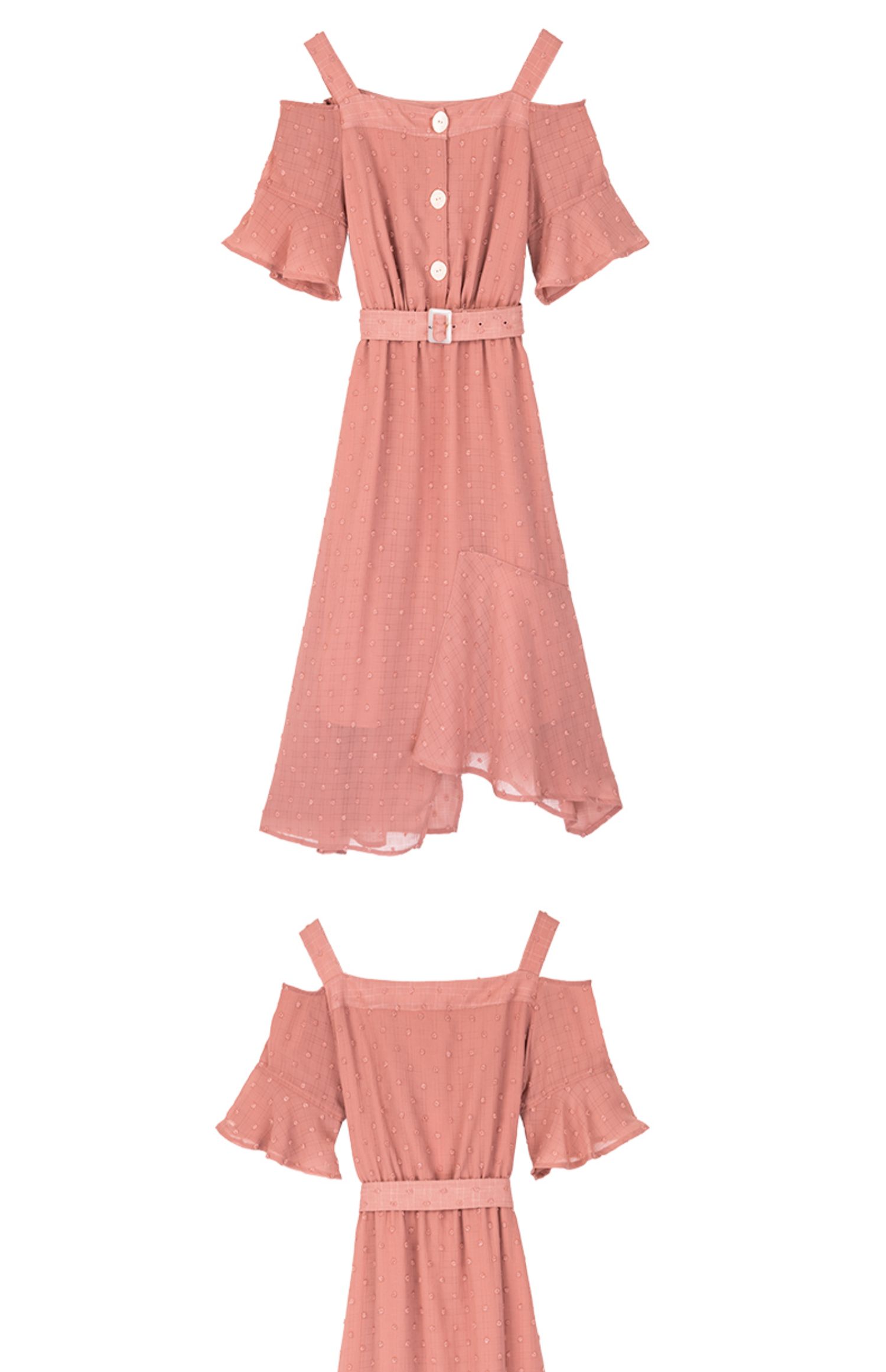 卓多姿不规则吊带雪纺连衣裙女夏2020新款气质荷叶边收腰仙女裙子