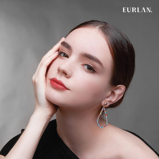 EURLAN.  B系列 彩钻耳环 个性水滴形 商品图3