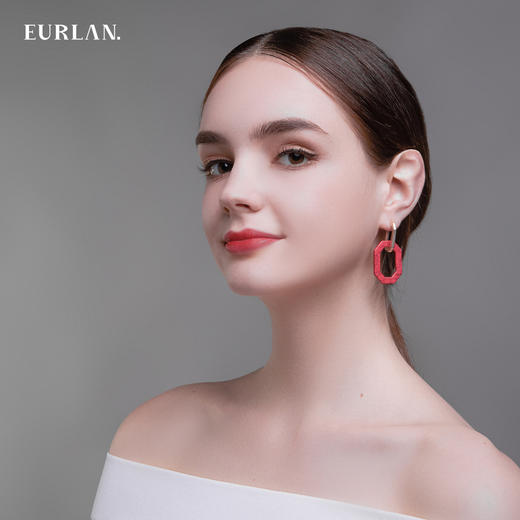 EURLAN.  C系列 耳环连环扣红 商品图3