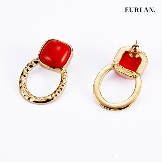 EURLAN.  C色彩系列 耳环 椭圆红 商品图1
