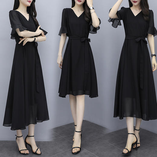 HMH-5夏天流行新款法式时尚气质女神范V领雪纺连衣裙 商品图2