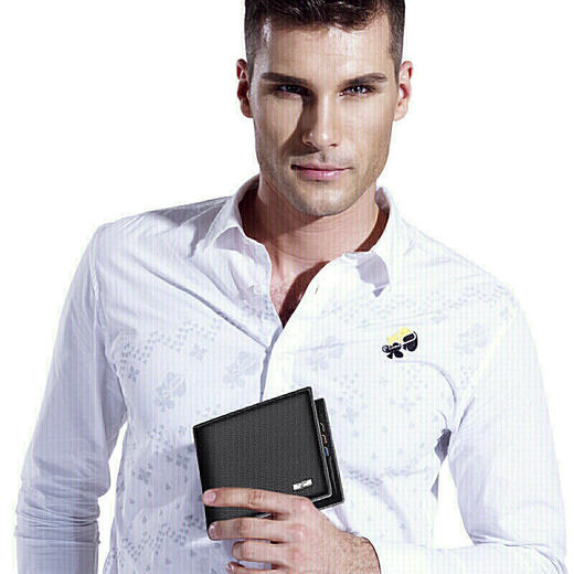 七匹狼 男士商务休闲短款钱包 男式头层牛皮卡包多功能时尚钱夹3A1313113-01黑色 商品图3