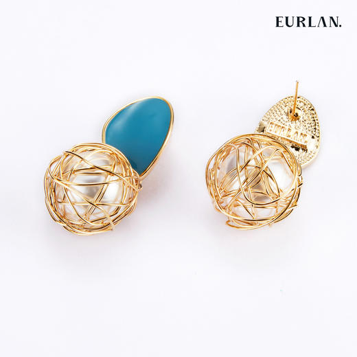 EURLAN.  D系列 幸运球耳环 蓝色 商品图1
