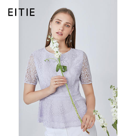 EITIE爱特爱夏季新款时尚洋气温柔显瘦蕾丝小上衣女B2013428 商品图0