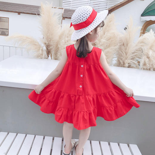 DL-（今日送帽子）韩国童装网红女童洋气新款大裙摆纯色公主裙连衣裙 商品图3
