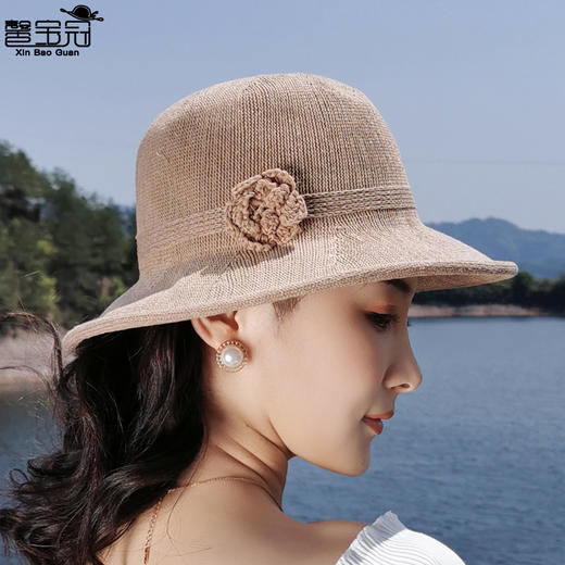 冰丝草帽女简约盆帽百搭透气渔夫帽遮阳防晒帽货号t9351